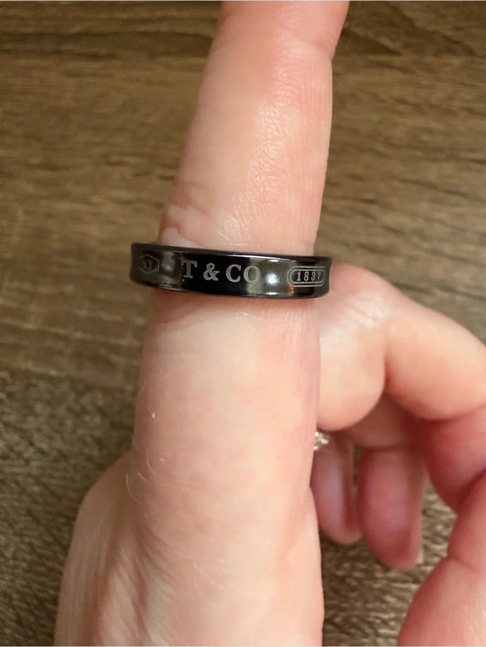 Tiffany & Co Gunmetal Ring Size 7